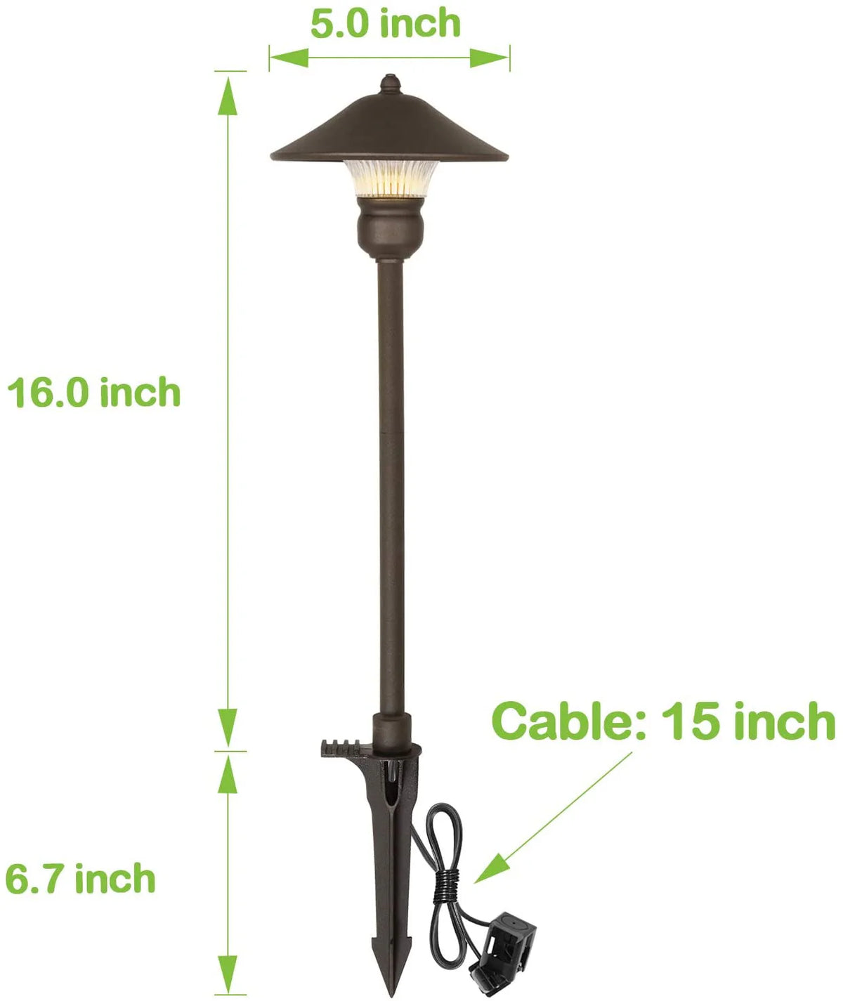 6 Pack Low Voltage LED Landscape Pathway Light, 3W 150LM 12V Wired for Outdoor Yard Lawn, Die-cast Aluminum Construction, 30-Watt Equivalent 15-Year Lifespan - image 5