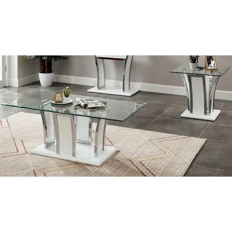 Furniture of America del Rio Contemporary Glass Top 2-Piece Accent Table Set - image 1