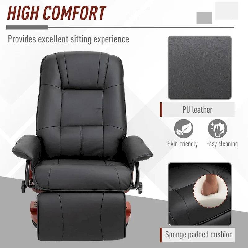 HomCom Faux Leather Adjustable Manual Swivel Base Recliner Chair with Comfortable and Relaxing Footrest - image 31