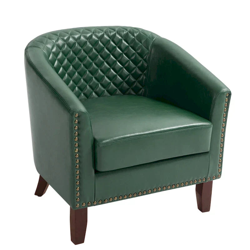 Ethan Barrel Accent Chair in PU Leather with Nailhead Detailing - image 40