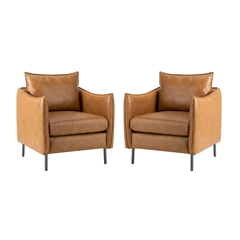 Set of 2 Jaime Modern Vegan Leather Accent Chairs with Metal Legs by HULALA HOME - image 3
