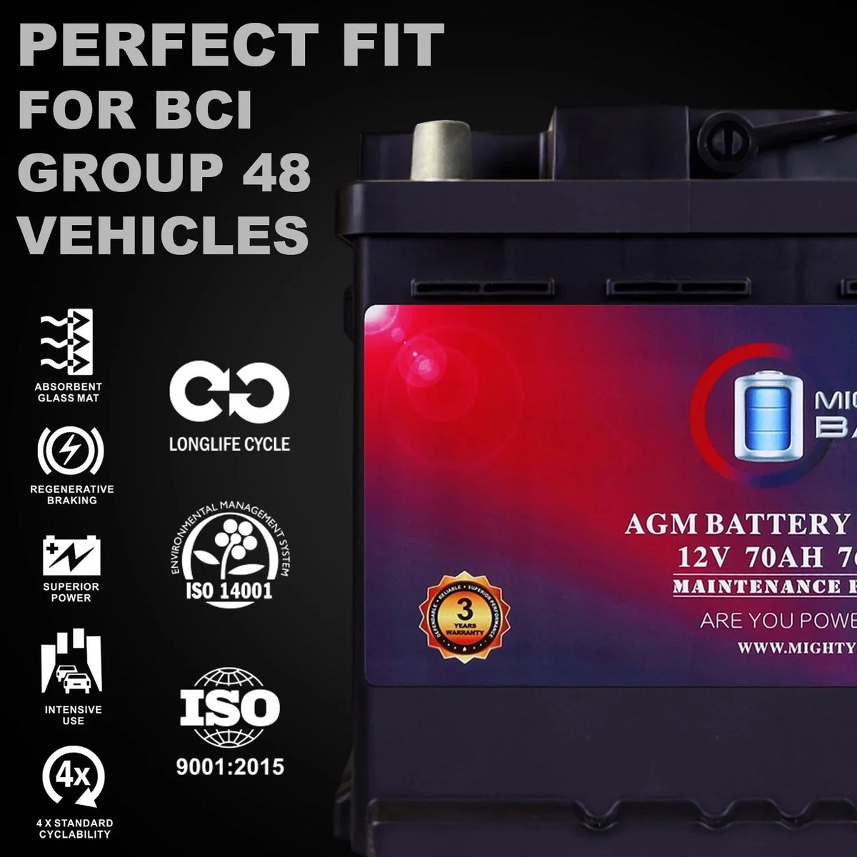 MM-H6 12V 70AH Car Battery, 760 CCA, Group 48, Compatible with Chevrolet Silverado 1500, Long Life, High Discharge Rate - image 4