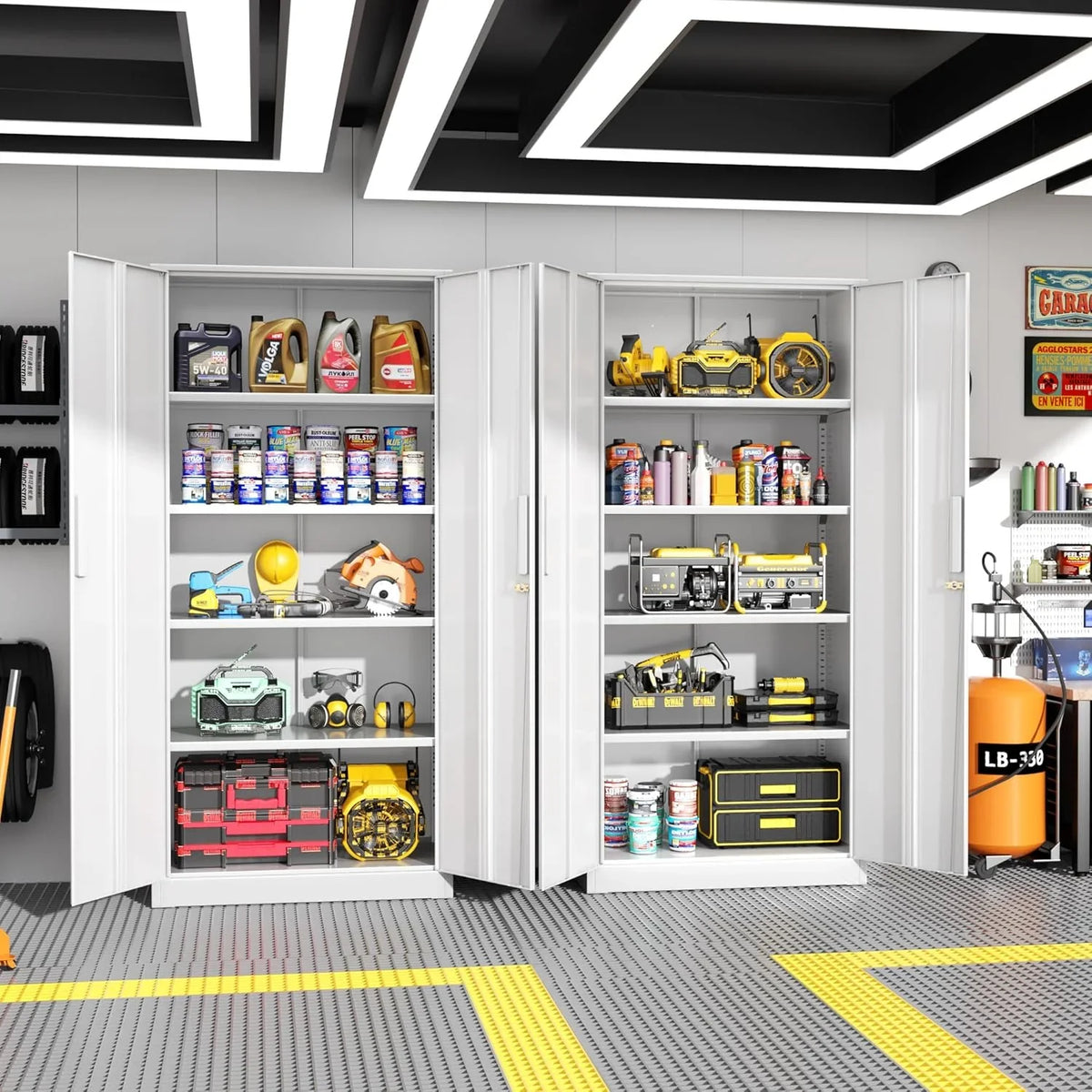 SOLAURA 71" Metal Garage Storage Cabinet with Locking Doors and Adjustable Shelves for Home, Office(Black) - image 54