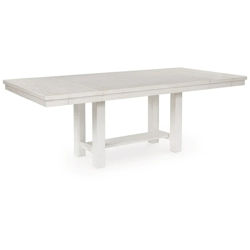 Fleur White Wood Dining Table with 2 Extendable Leaves, Adjustable from 62 to 86 Inches - image 1