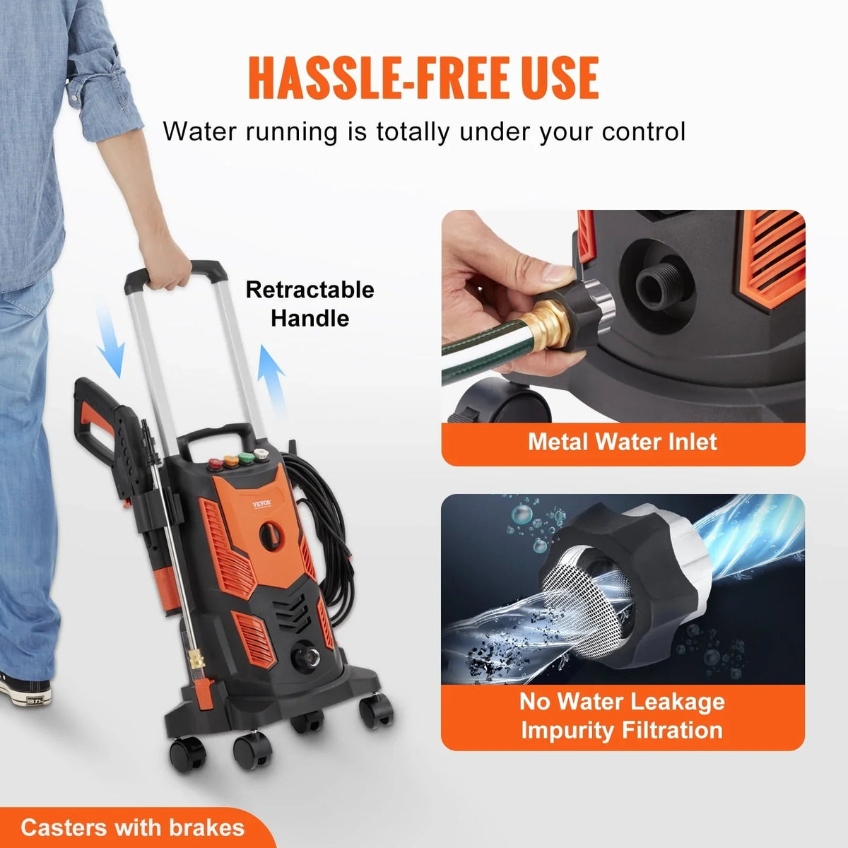 BENTISM Electric Pressure Washer 2300 PSI 1.9 GPM 1900W Cold Water Wheeled - image 4