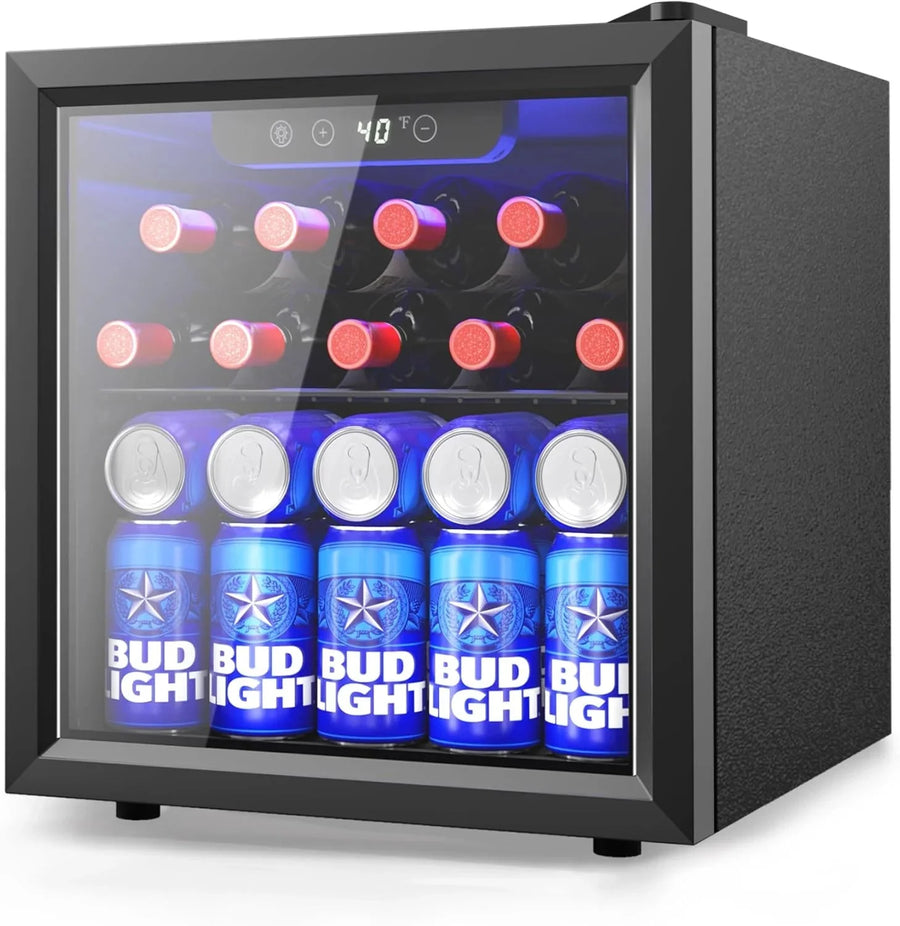 Beverage Refrigerator Cooler - 126 Can Mini Fridge with Glass Door for Soda Beer or Wine, Beverage Cooler for Home, Office, Bar with Adjustable Removable Shelves, Silver - image 1