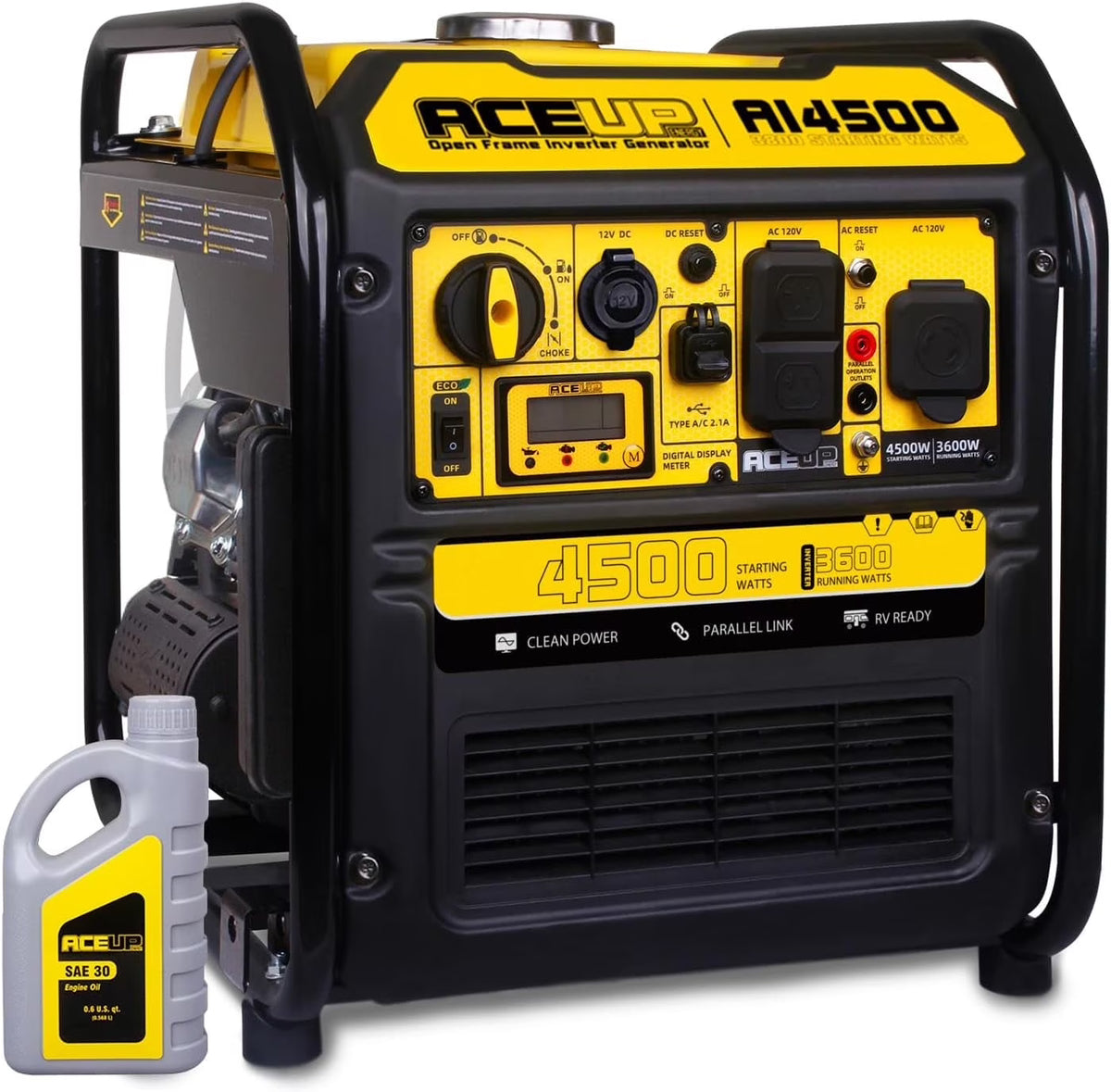 Aceup Energy 4500 Watt Open Frame Inverter Generator, Gas Generator 223CC RV-Ready, 4000W Generator EPA Compliant - image 1