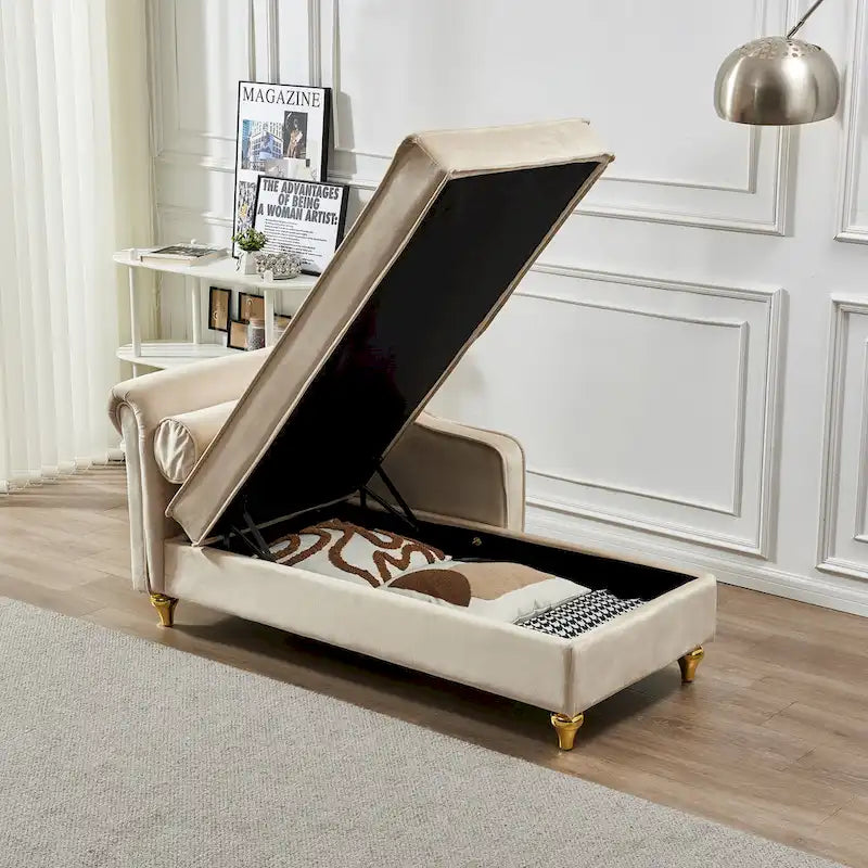 Contemporary Velvet Chaise Lounge Chair with Storage - image 31