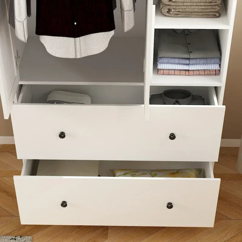 Modern Wardrobe Armoire with Mirror Door Drawers and Shelves - image 13