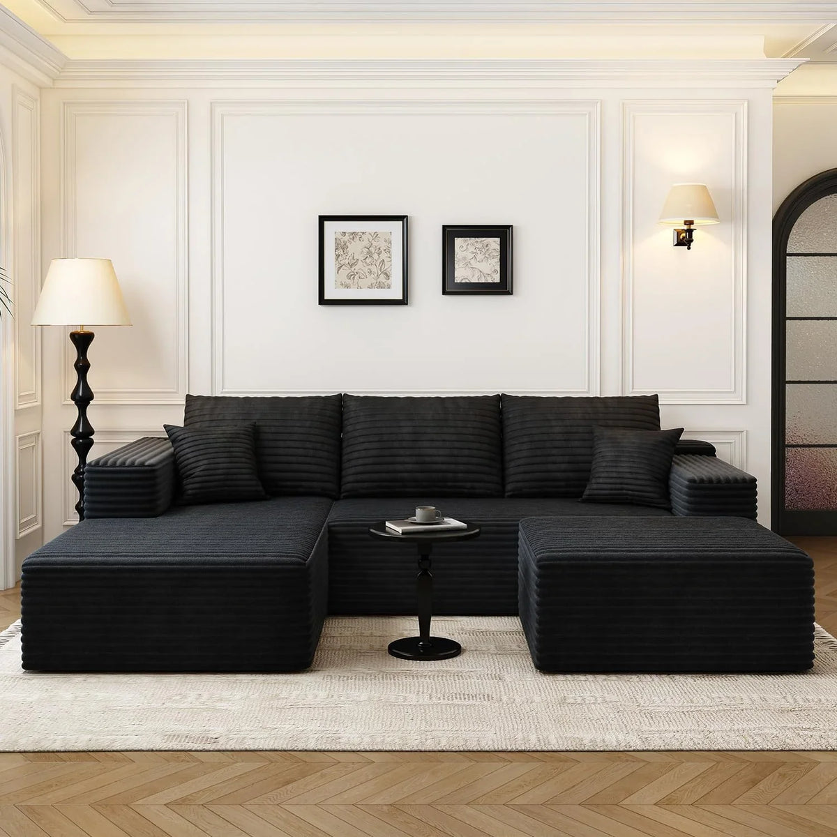 107.5" Cloud Modular Sectional Sofa Couch with L-Shape Chaise,Modern Minimalist Upholstered Couches for Living Room Bedroom,Deep Seat Corner Couch .No Assembly Required (Black,Left Facing Chaise) - image 66