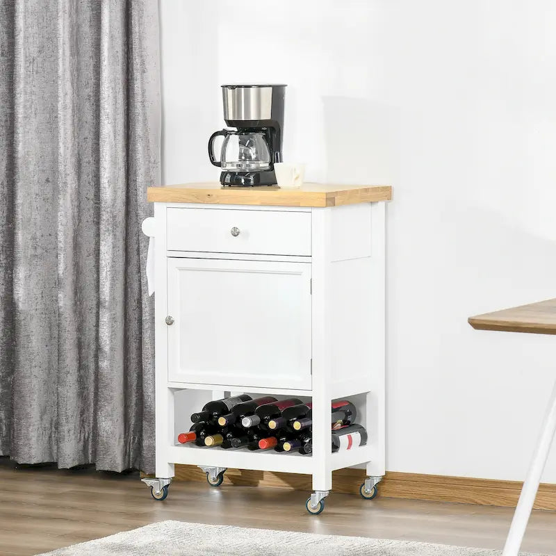 HOMCOM Rolling Kitchen Cart - Versatile Kitchen Island with Smooth Rubberwood Top and Narrow Butcher Block Surface on Wheels - image 2