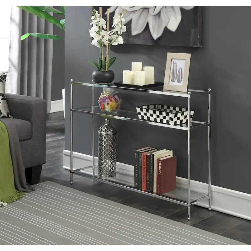 Royal Crest 3-Tier Glass Console Table by Convenience Concepts - image 1