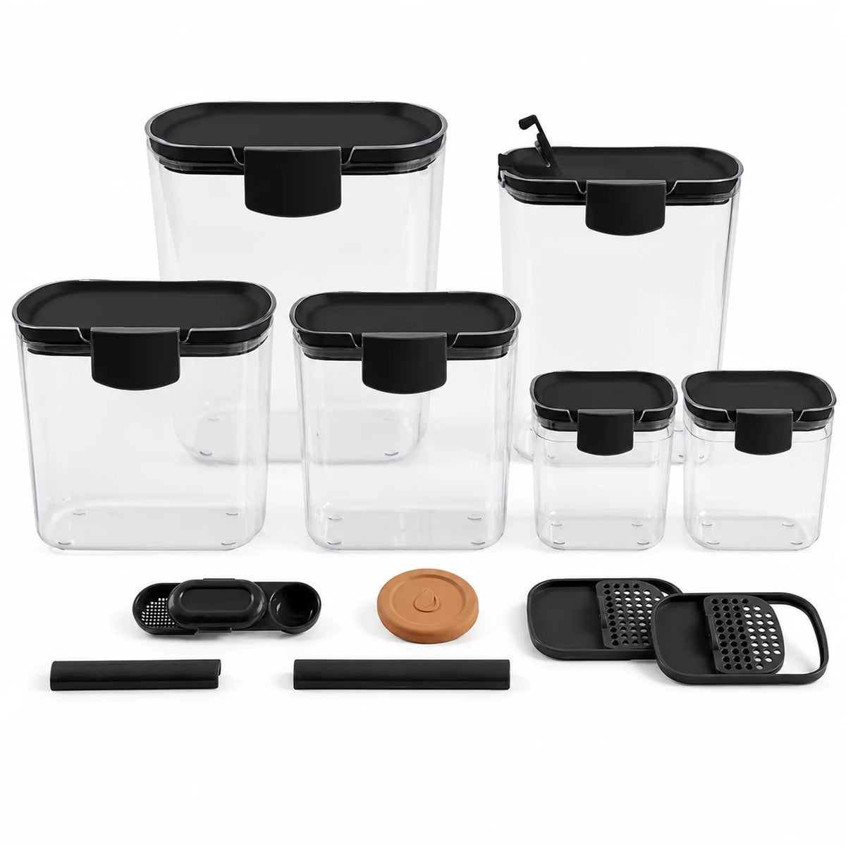 6 Piece Airtight Baking Ingredient Storage Container Set with Measuring Accessories - image 1