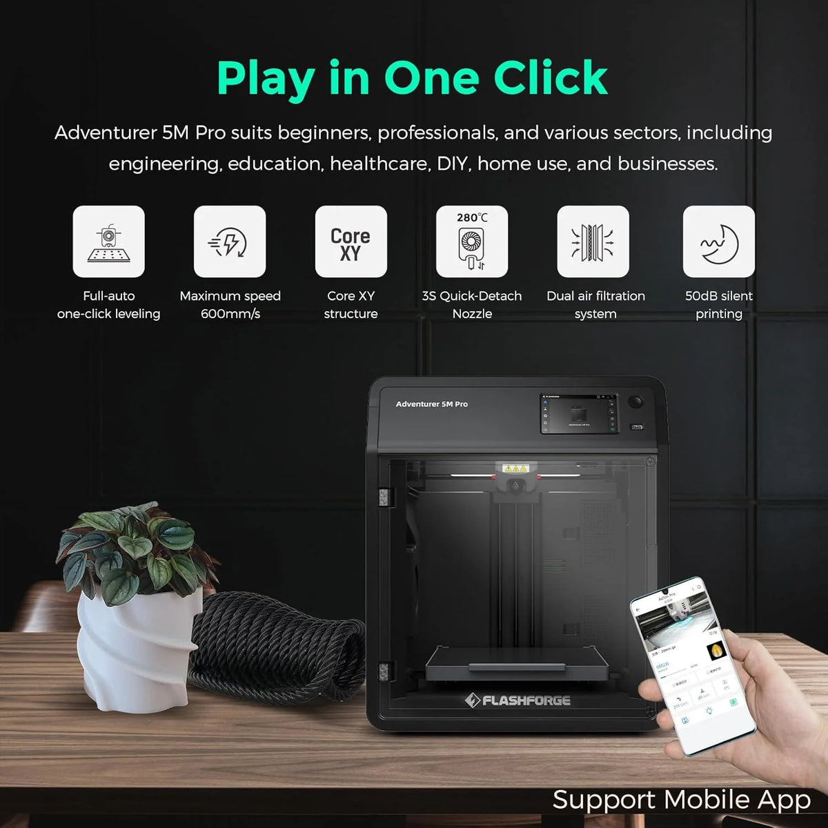 Adventurer 5M 3D Printer with Auto Leveling & High Speed - image 10