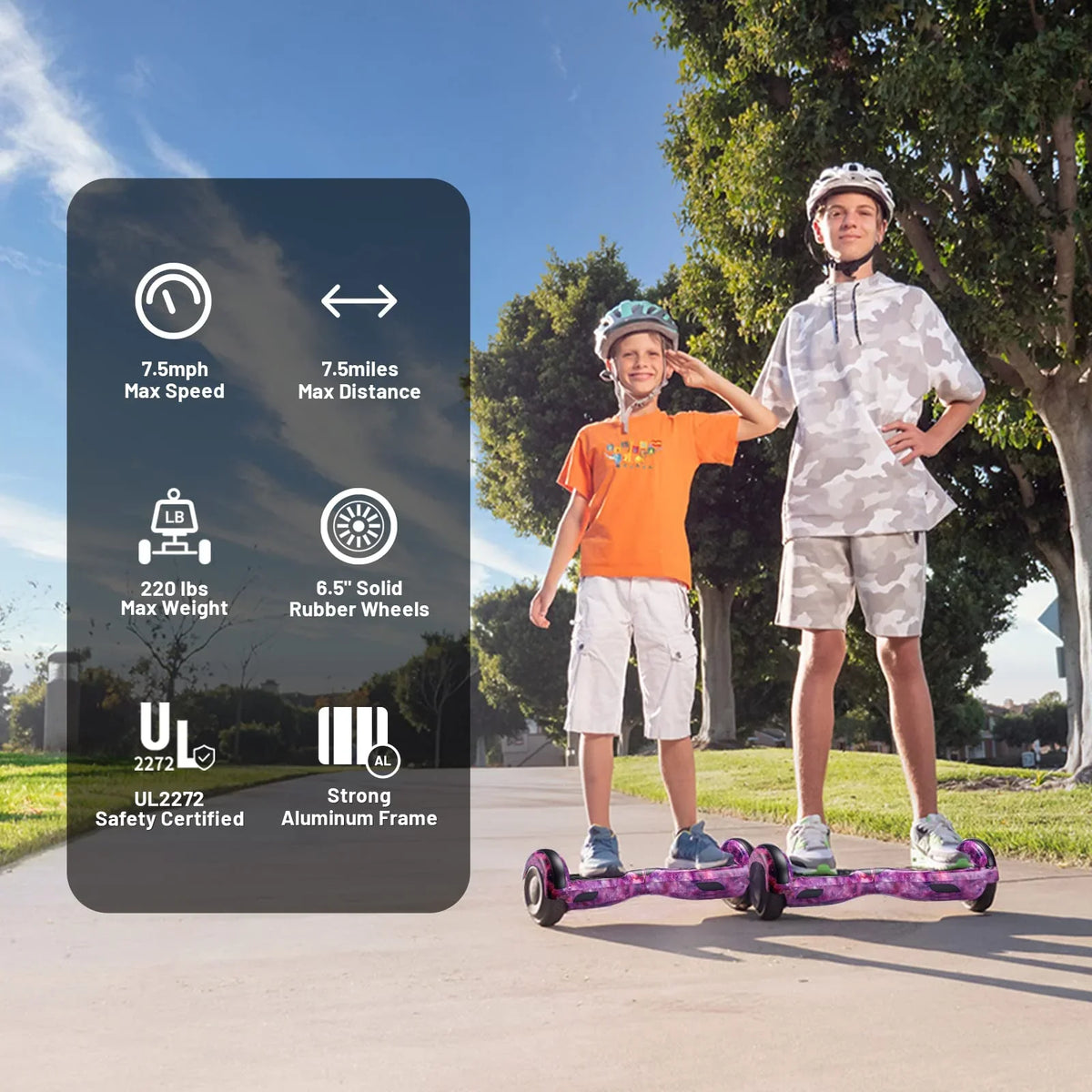 SIMATE 6.5" Hoverboard with Bluetooth & LED Lights - image 5