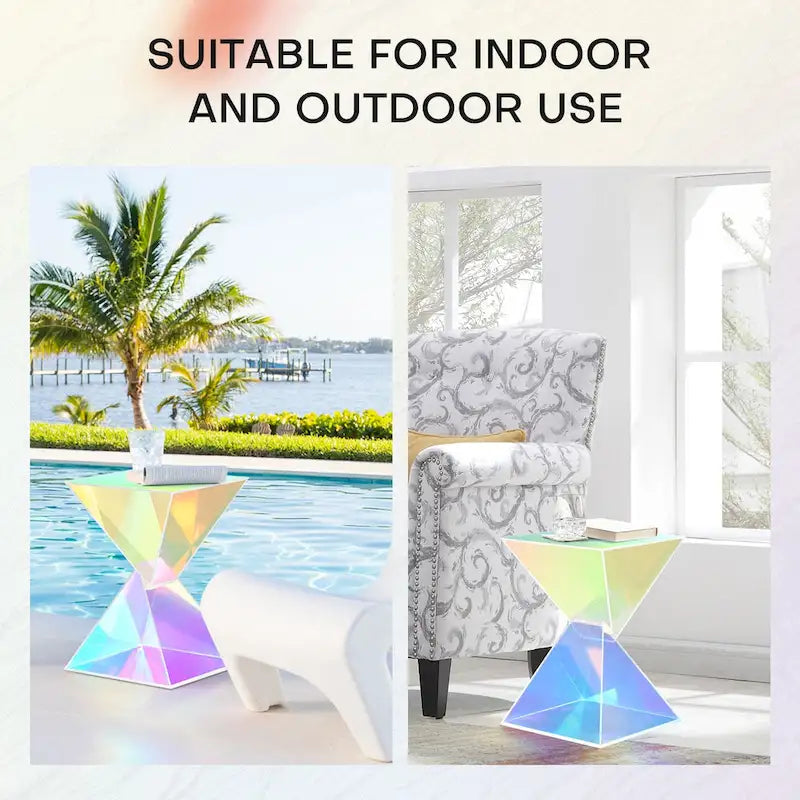 Contemporary Acrylic Accent End Table for Outdoor Use - Dimensions: 18.11"H x 12.6"W x 12.6"L - image 11
