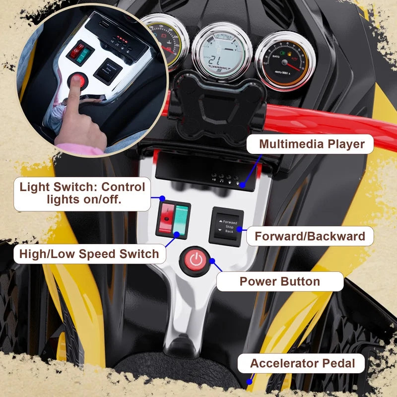 RCB 12V Electric Ride-On,Dual Motors,Music,Up to 5 mph,3 Wheel ATV Style for Kids Ages 3+,Black - image 12