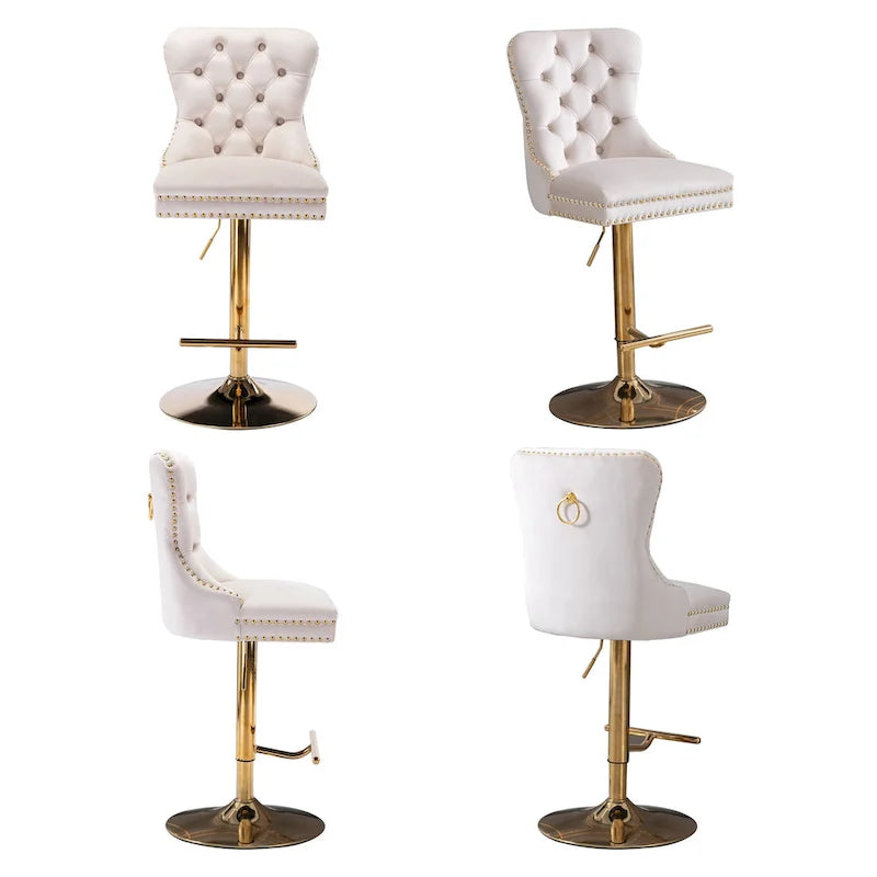 Contemporary Adjustable Thick Upholstered Swivel Counter Bar Stools - image 19