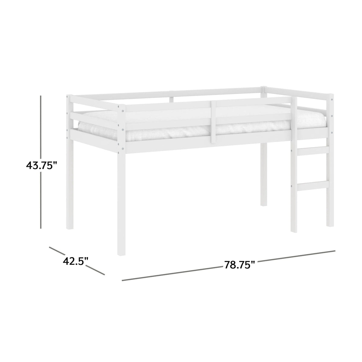 Hillsdale Campbell Wood Twin Junior Loft Bunk Bed, White - image 5
