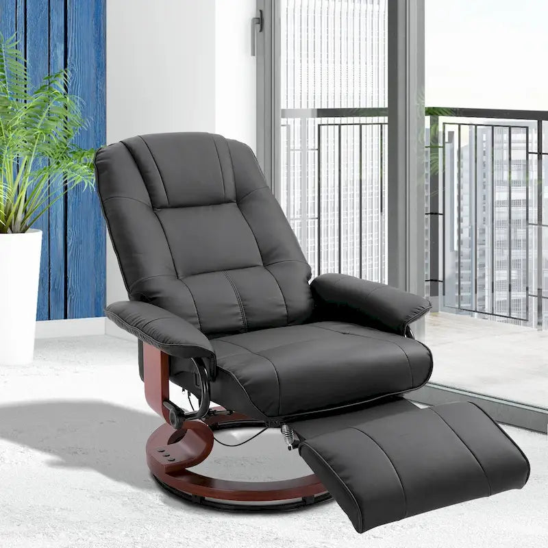 HomCom Faux Leather Adjustable Manual Swivel Base Recliner Chair with Comfortable and Relaxing Footrest - image 2