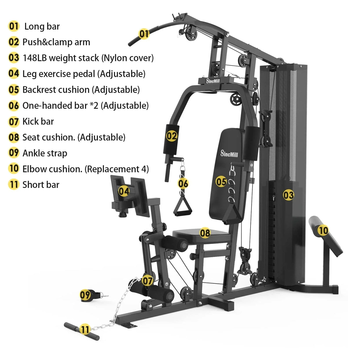 Home Gym SCM-1148L 148LB Multifunctional Full Body Home Gym Equipment for Home Workout - image 5