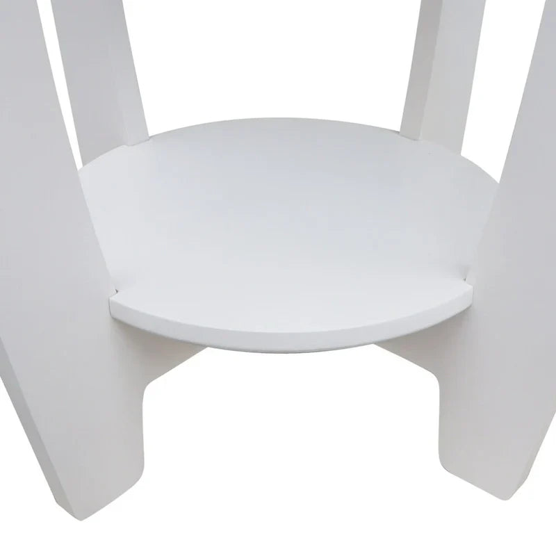Two-Tiered Round Wooden Side Table in White and Brown - image 4