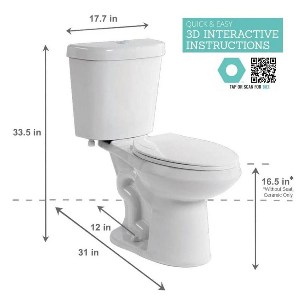 2-Piece 1.28 GPF High Efficiency Single Flush Elongated Toilet in White - image 2