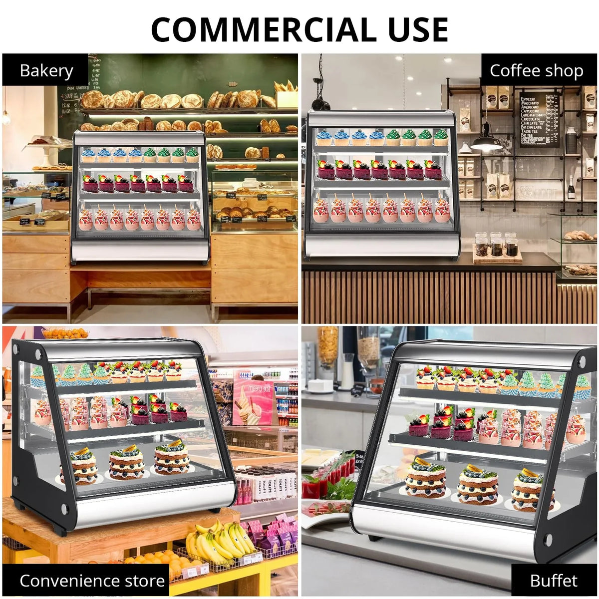2025 Commercial Refrigerator Display Case 130L (4.6 Cu.FT) – Auto Defrost, Tempered Glass + LED Lighting, Countertop Commercial Use - image 2