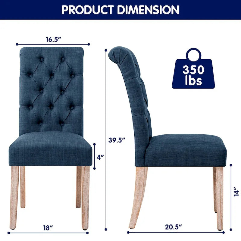 CHUN YI Modern Linen Parsons Dining Chairs - Set of 2 with Button Detail - image 5