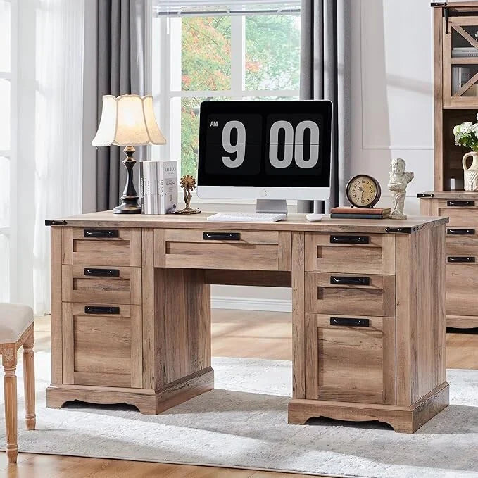 60 Farmhouse Executive Desk, Wood Home Office Desk, Computer Desk - image 6