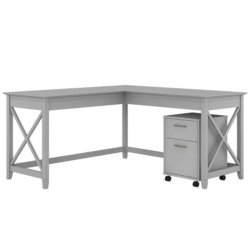 Bush Furniture Key West 60-Inch L-Shaped Desk with Rolling File Cabinet - image 15
