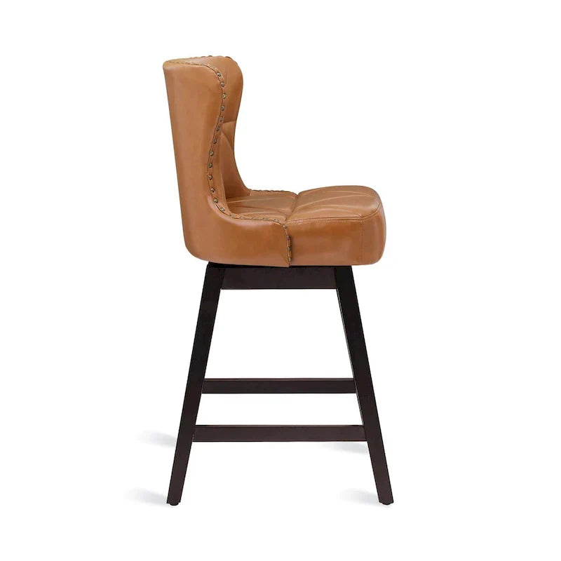 LUE BONA Set of 4 Mid-Century Modern 26-Inch Swivel Counter Stools with Faux Leather and Fabric Upholstery for Kitchen Island - image 5
