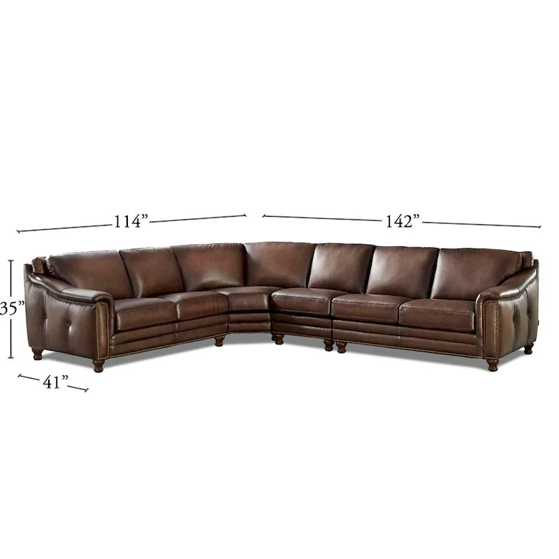 Hydeline Belfast L-Shaped Sectional Sofa in Top Grain Leather - image 6