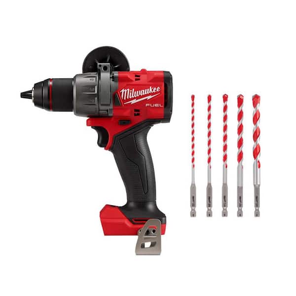 M18 FUEL 18V Lithium-Ion Brushless Cordless Hammer Drill (Tool-Only) W/SHOCKWAVE Carbide Hammer Drill Bit Set (5-Piece) - image 1