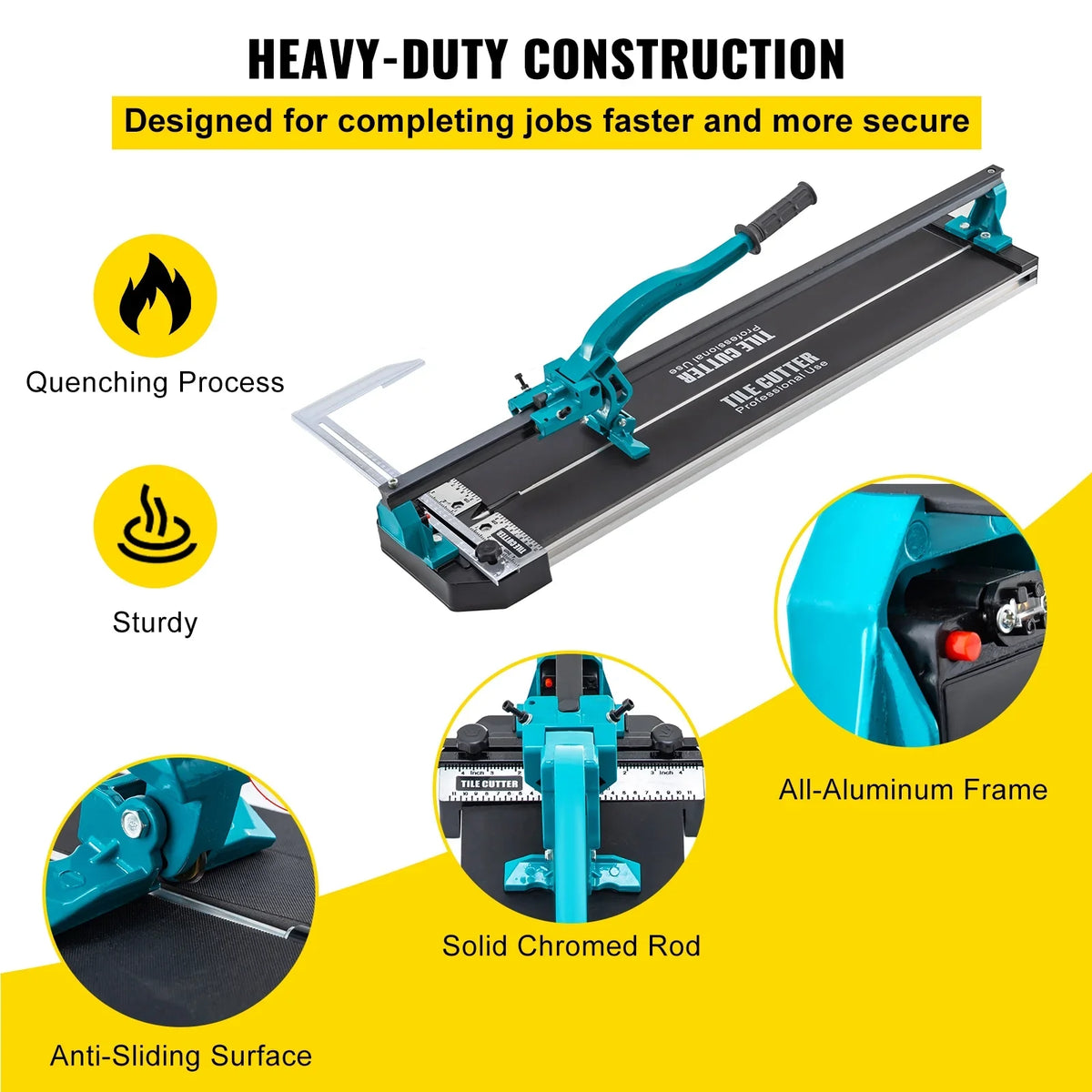 VEVOR Tile Cutter 31 Inch,Manual Tile Cutter Single Rail with Precise Laser Positioning, Alloy Cutter Wheel with Ergonomic Handle, Accurate Rulers - image 5