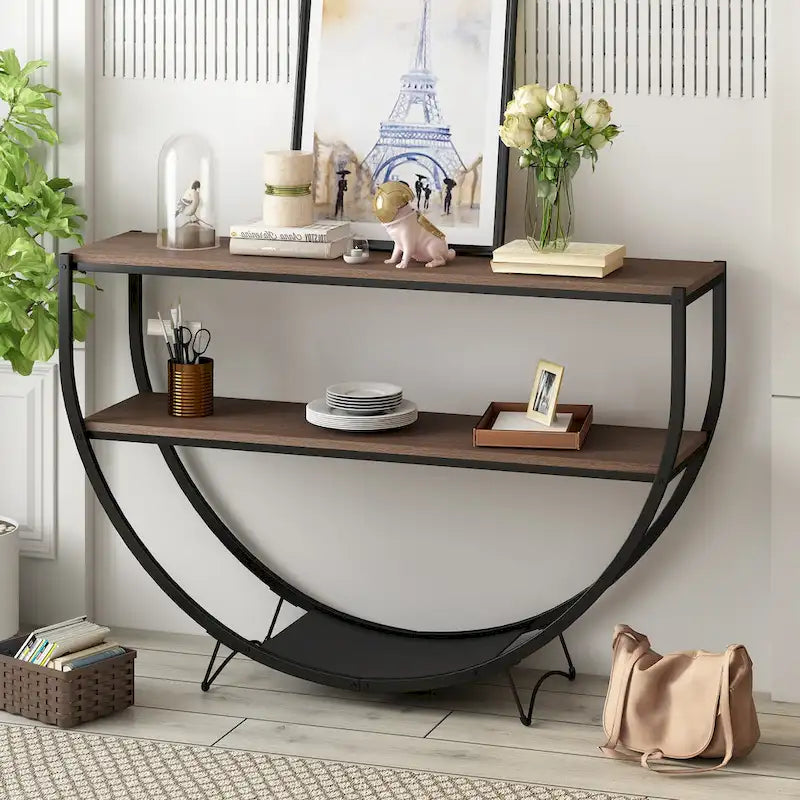 Merax Rustic Industrial Demilune Console Table - image 11