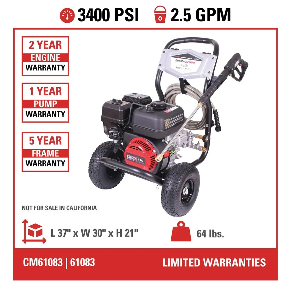 3400 Psi at 2.5 GPM with OEM Technologies? Axial Cam Pump Cold Water Gas Pressure Washer - image 13