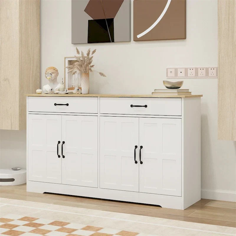 Rustic Farmhouse Sideboard Buffet Cabinet with 2 Drawers and 4 Doors for Storage - image 2