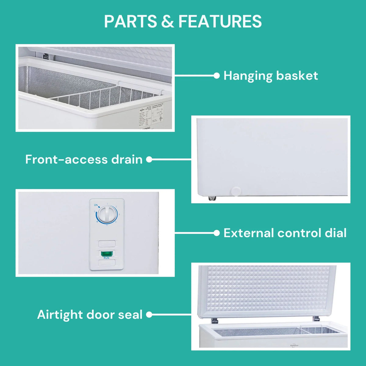Koolatron Large Chest Freezer, 7.0 cu ft (195L),Manual Defrost Deep Freeze, Storage Basket, Space-Saving Flat Back, Stay-Open Lid, Front-Access Drain, White - image 4