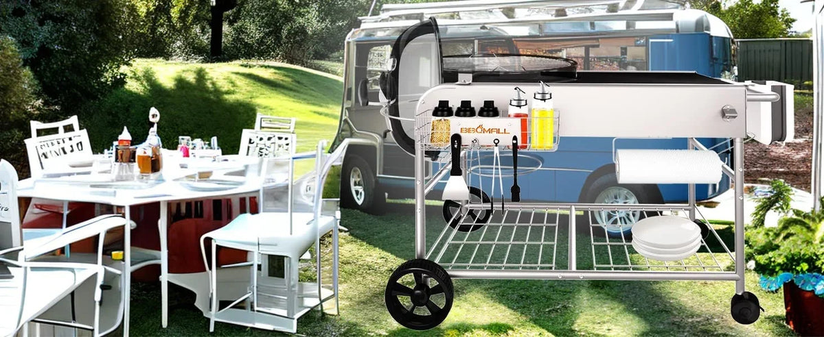 Grill Stand Cart for Weber Kettle 22" & 18" Charcoal Grills - Multifunctional Cooking Station - image 7