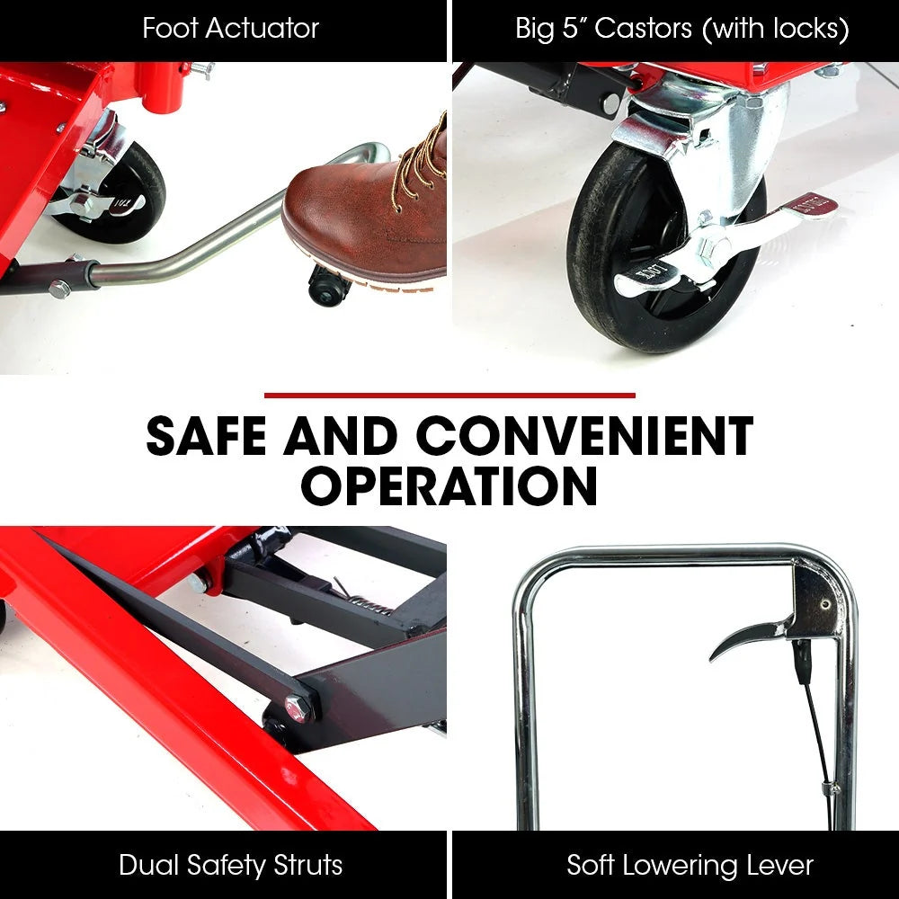 T-REX 300KG Hydraulic High Lift Double Scissor Trolley, 1.3M Max Platform Hgt, Heavy-Duty, for Material Handling - image 10