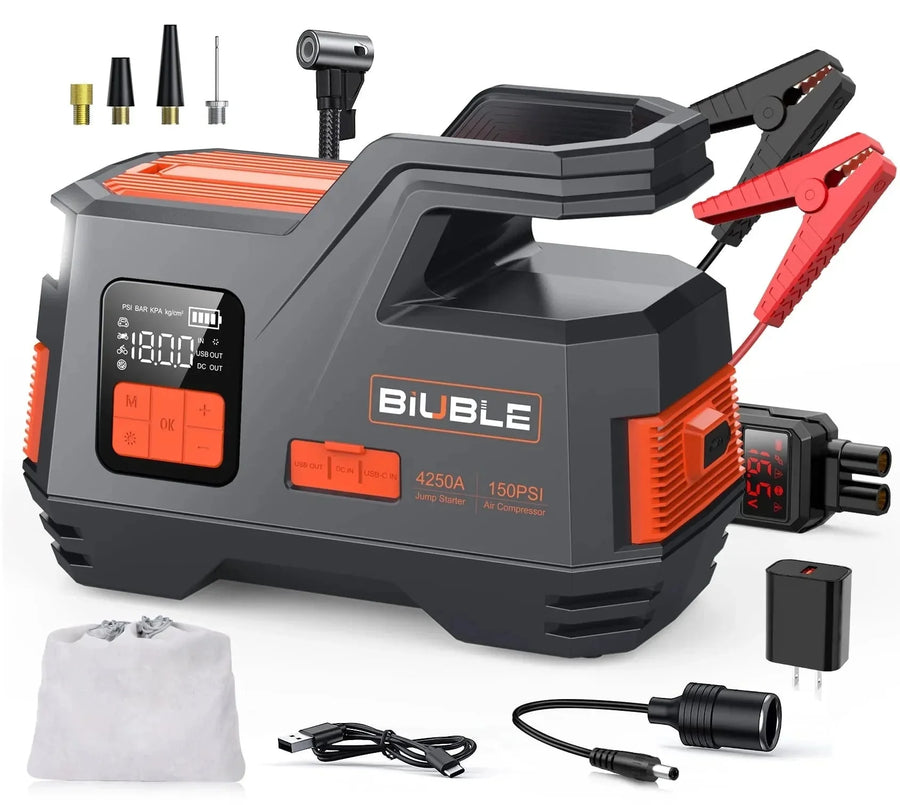 Car Jump Starter with Air Compressor, 4500A Peak 26800mAh 12V Auto with 150PSI Tire Inflatorup to All Gas or 10.0L Diesel Engine - image 1