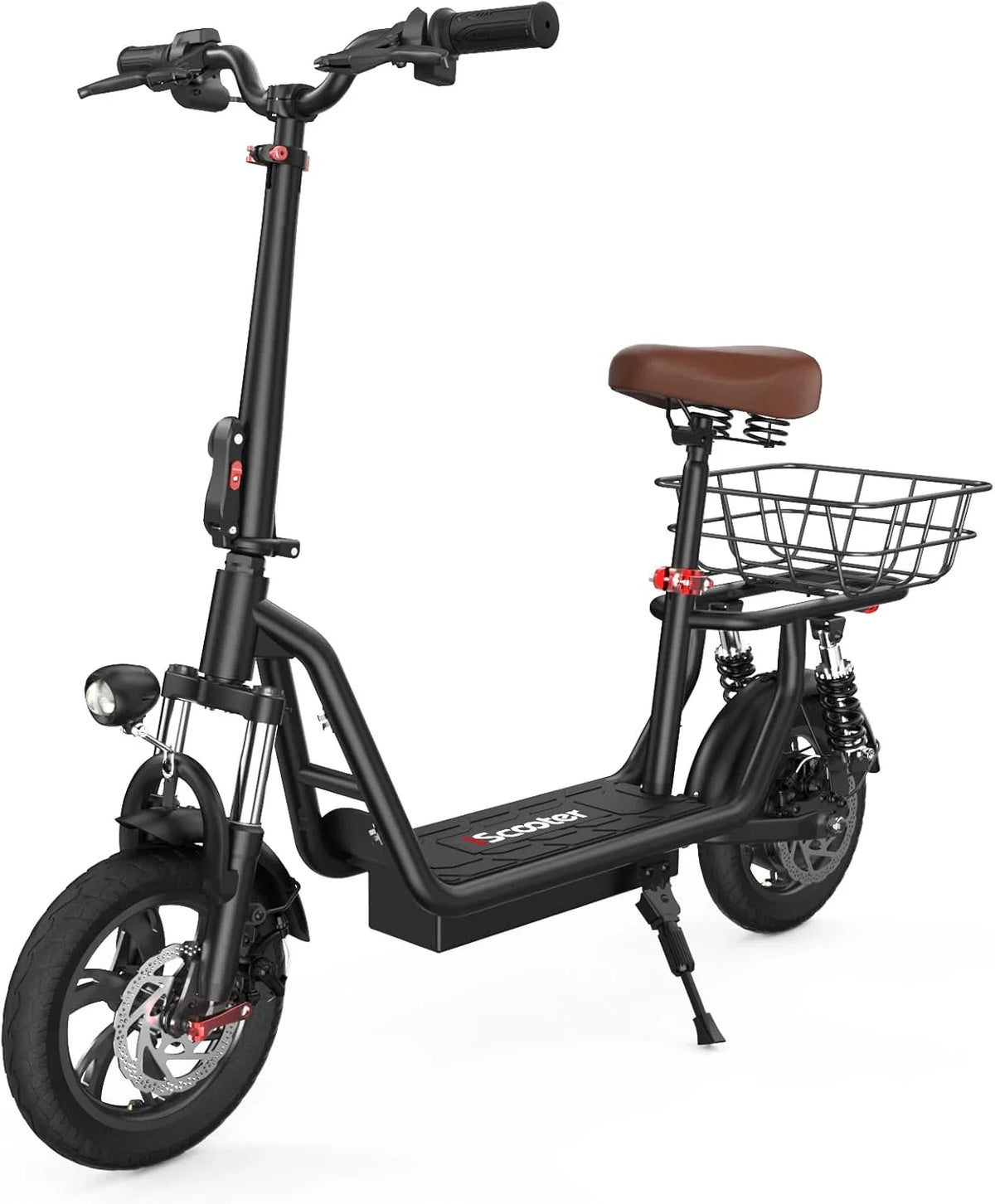 iScooter electric scooter with seat, 37/21 mile range, 28/19/15.6 mph top speed, dual suspension scooter with basket - image 1