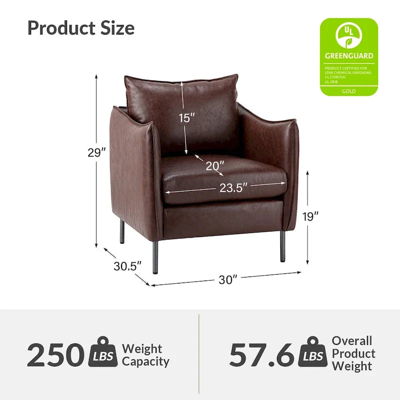 Set of 2 Jaime Modern Vegan Leather Accent Chairs with Metal Legs by HULALA HOME - image 22