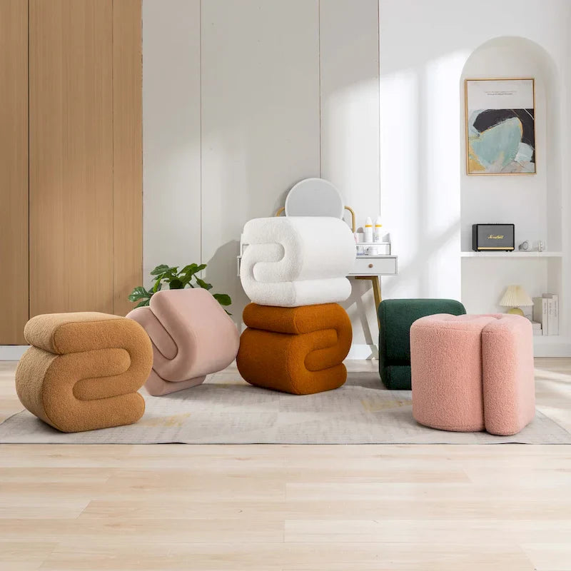 Contemporary S-Shape Ottoman Makeup Stool and Footrest for Living Room and Bedroom - image 1