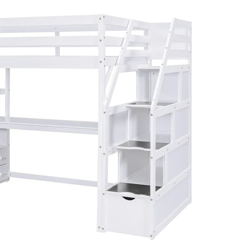 Merax Loft Bed with Integrated Desk and Storage Shelves - image 5