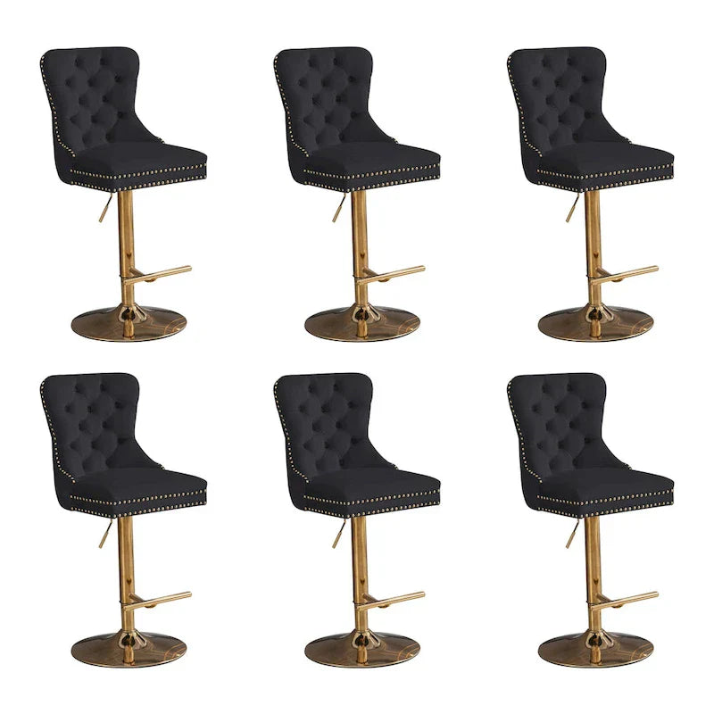 Contemporary Adjustable Thick Upholstered Swivel Counter Bar Stools - image 9