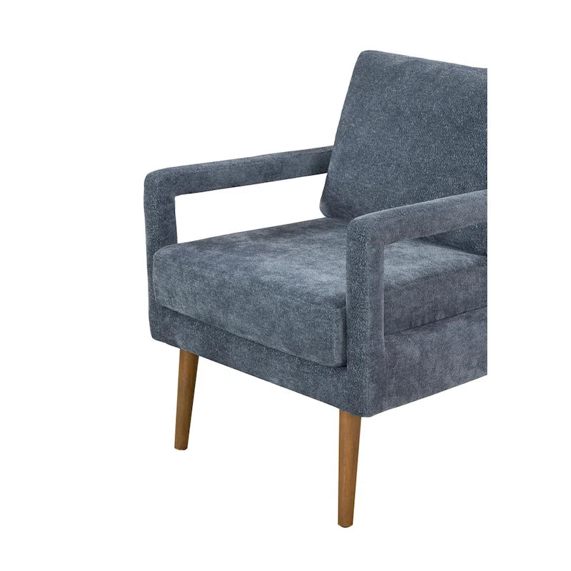 Soft Cushion Blue Chenille Upholstered Armchair - 25.98" Height - image 7