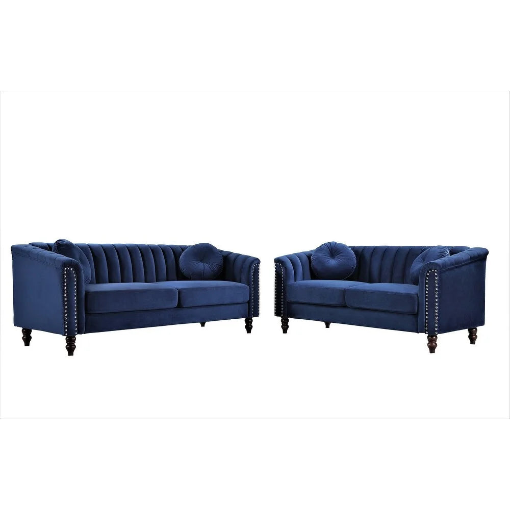 Uspridefurniture Hills Tufted Back 2pcs Living Room Set, Black Velvet - image 13