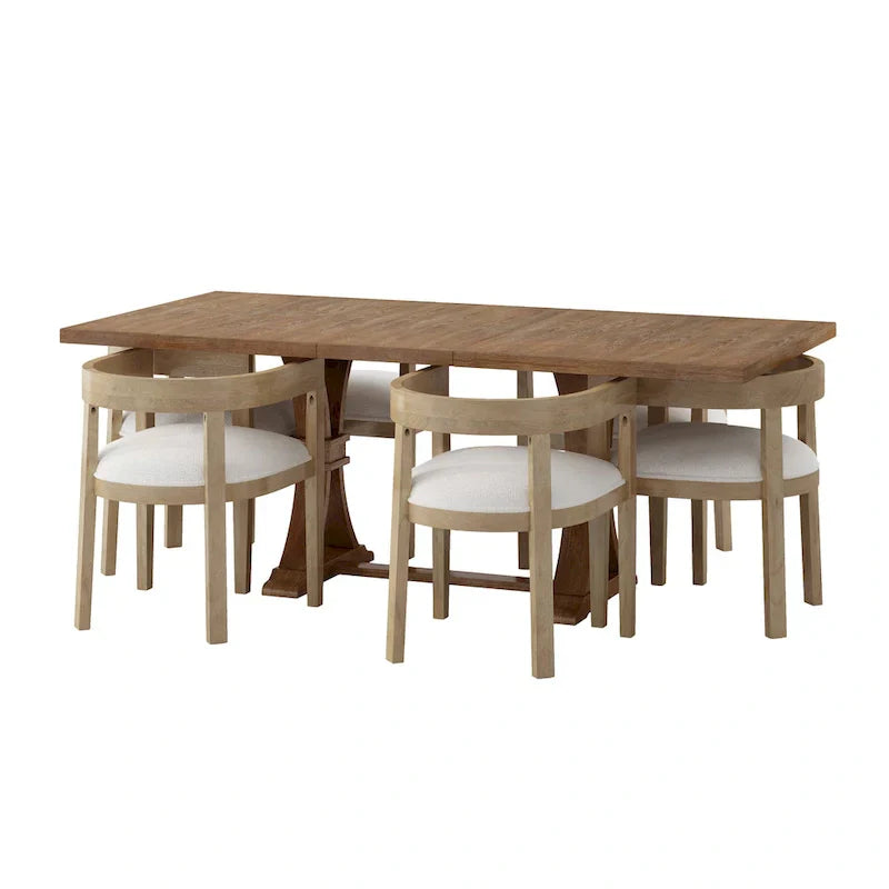 Christopher Knight Home 7-Piece Dining Set with Hudson Fabric and Wood - image 12